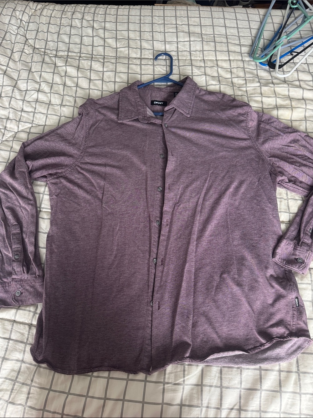 DKNY Men's Heather Plum Button-Down Shirt